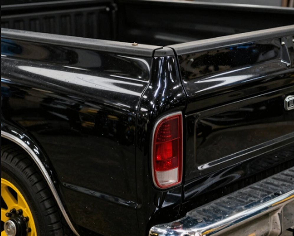 Detalle luces traseras camioneta muestra impecable